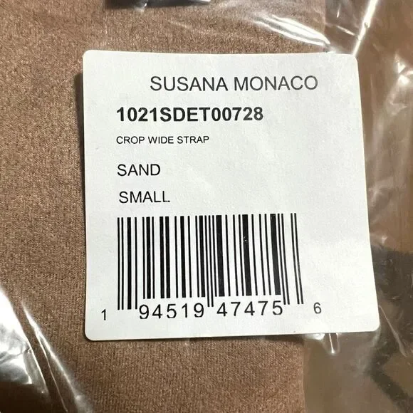 NEW Susana Monaco Sand Faux Suede Wide Strap Crop Top Small - Picture 4 of 5